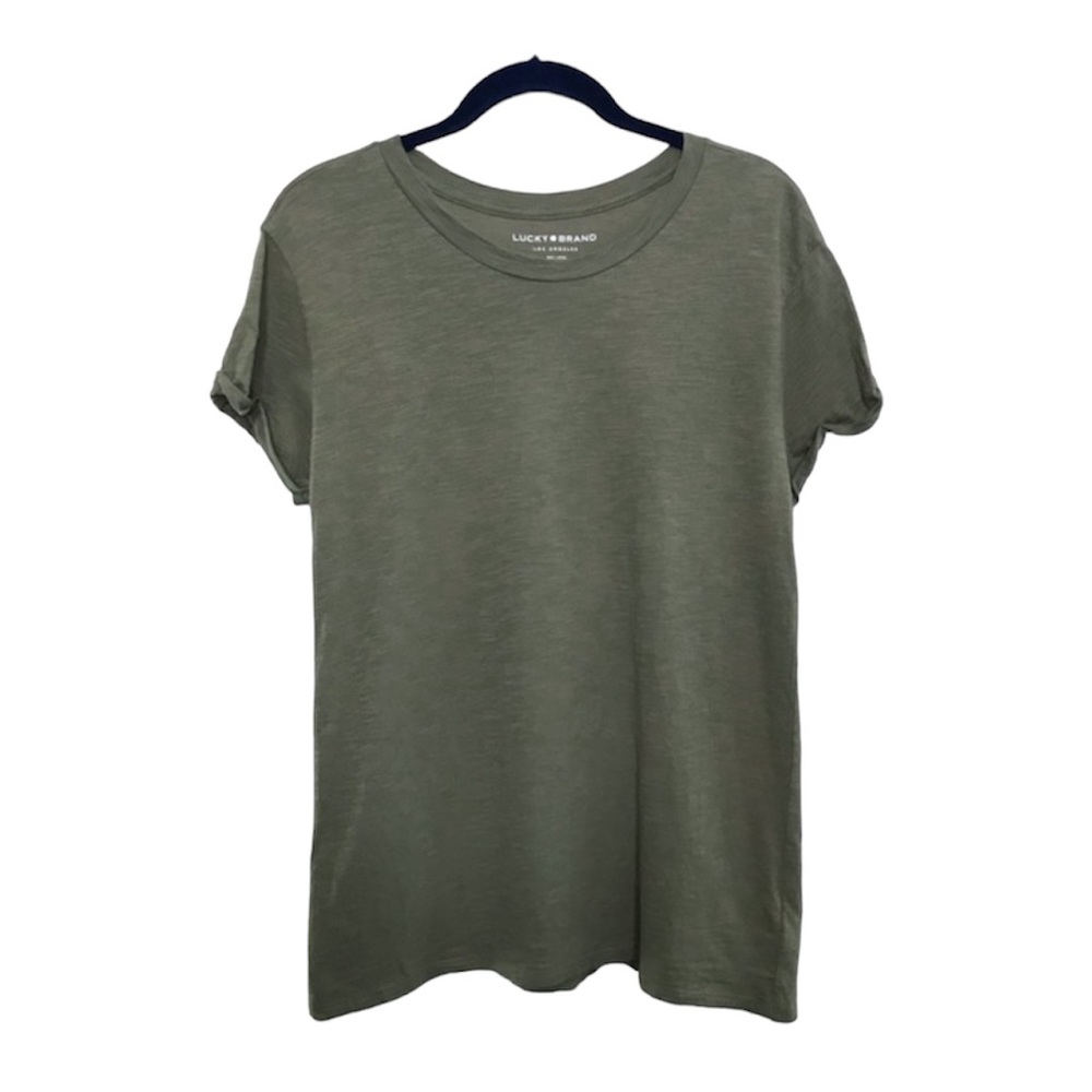 LUCKY BRAND Cotton Rolled Sleeve Green short sleeve basic tee size Small